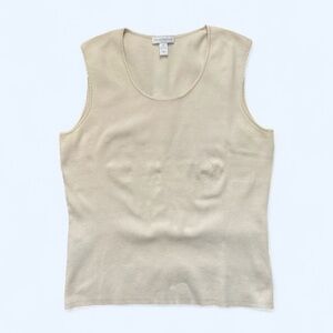 Vintage Charter Club Silk Blend Cream Round Neck Size M Tank Top